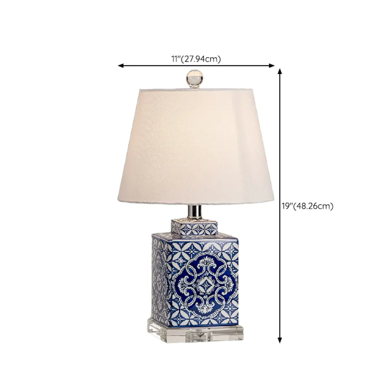 Blue Traditional Ceramic Table Lamp with Fabric Shade
