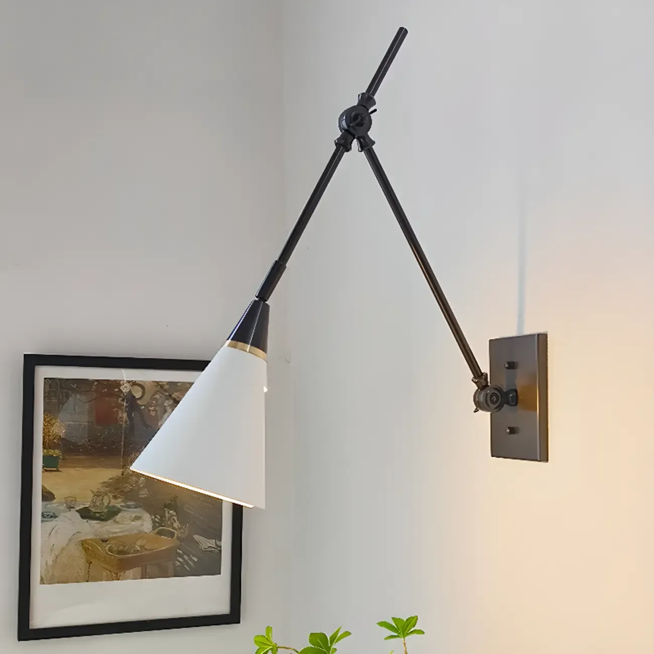 26'' Adjustable Swing Arm Wall Light Fixture for Bedside Reading