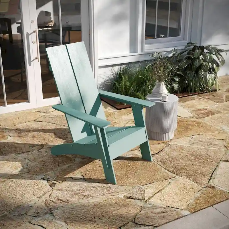 Modern Dual Slat Back Adirondack Style Chairs, Set of 2