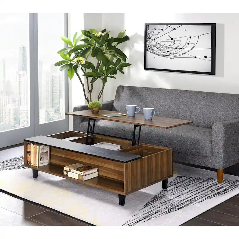 ACME Avala Coffee Table w/Lift Top in Walnut & Black