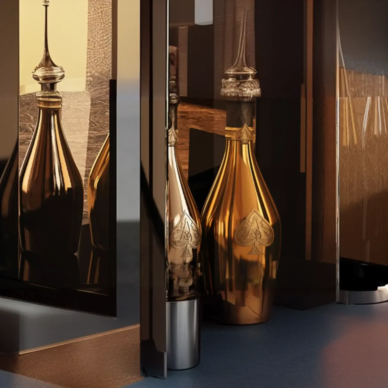 Elegant Black Gold Legs Glass Display Cabinet