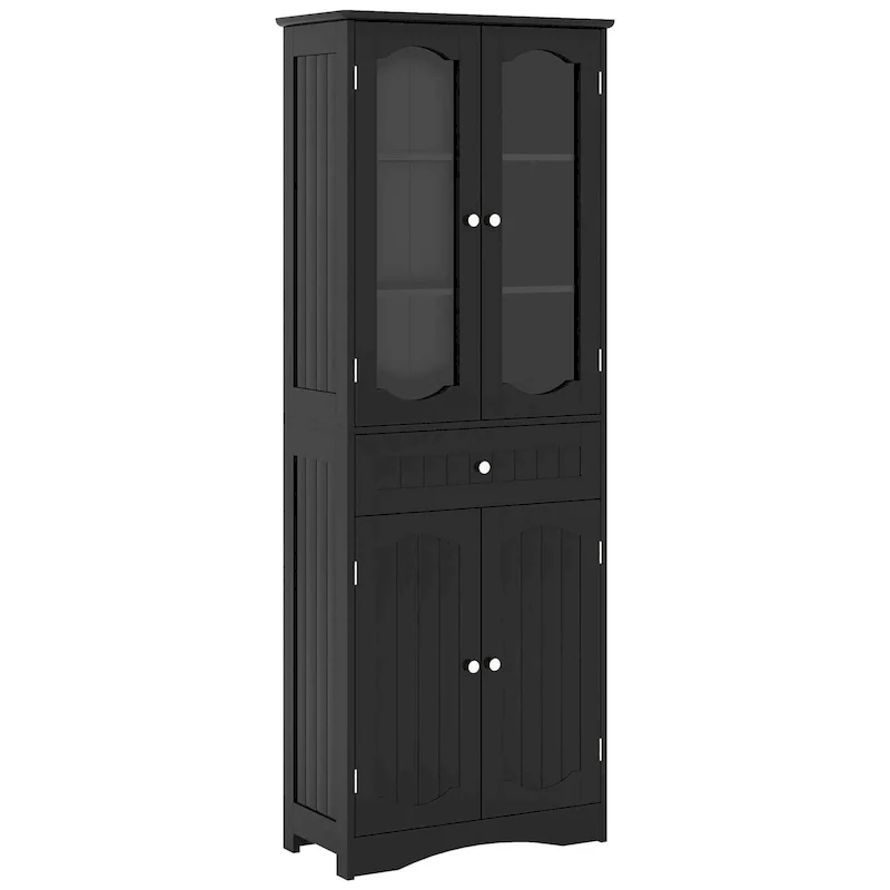 Costway 63   Tall Bathroom Cabinet with Tempered Glass Doors Adjustable - See Details