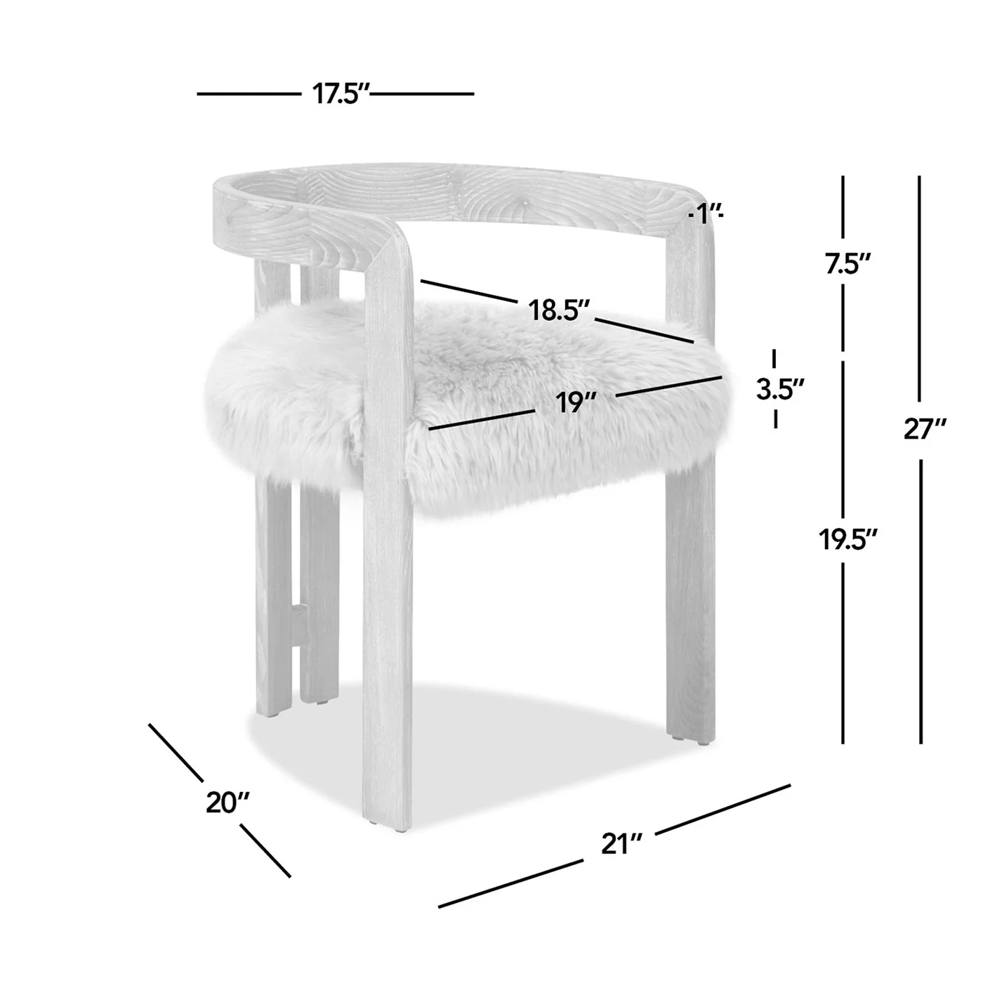 Millwick 21' Low Back Genuine Fur Dining Chair