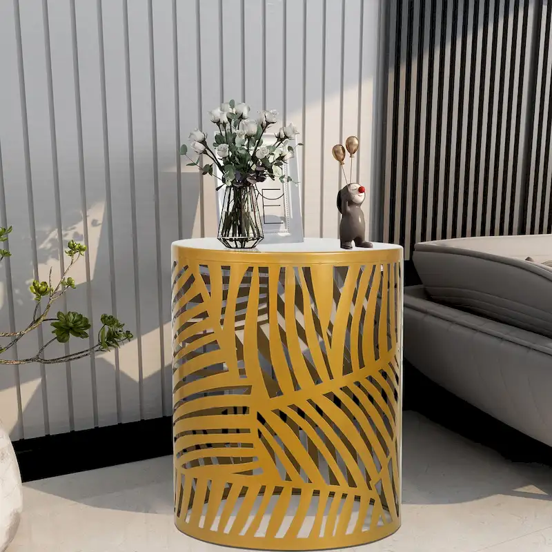 Adeco Set of 2 Round Nesting Side End Tables Set - Set of 2