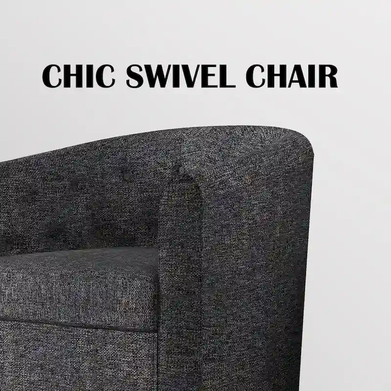 Swivel Cuddle Fabric Accent Chair with Button-Tufting