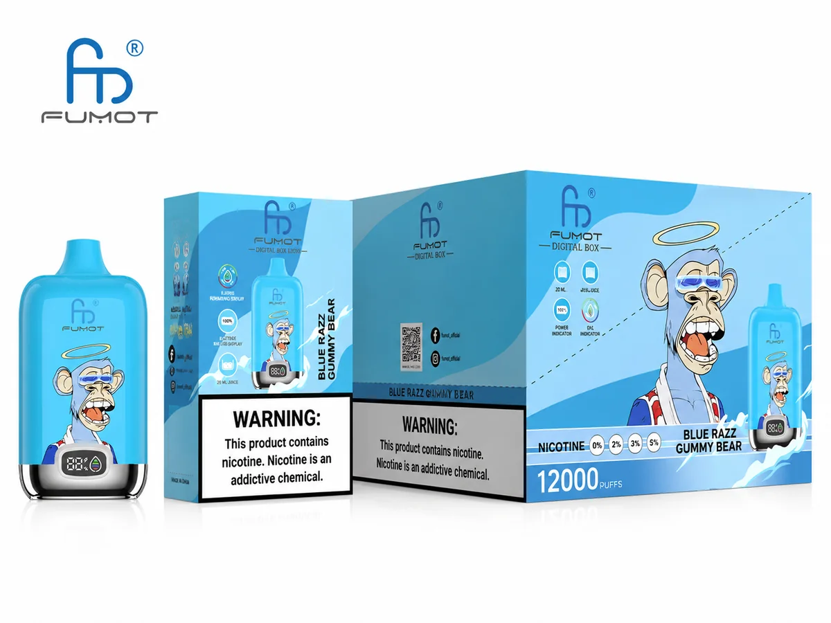 Fumot Digital Box 12000 Blue Razz Gummy Bear – 10er-Displaybox mit Einweg-Vape und Einzelpackung
