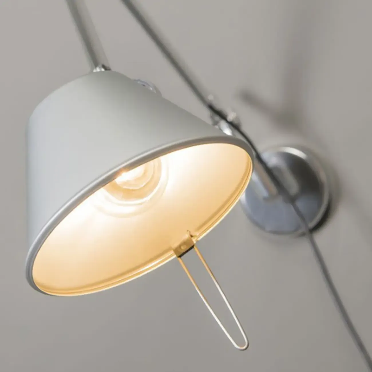 Industrial Metal Silver and Black Swing Arm Wall Light with Shade