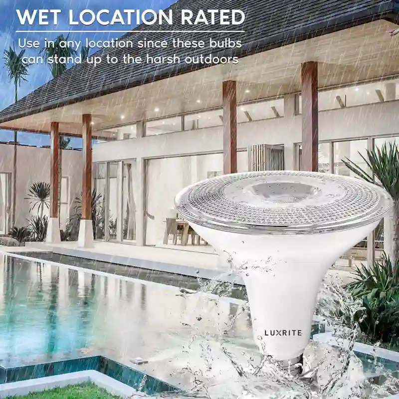 Luxrite 4 Pack LED PAR38 Flood Light Bulb 1250 Lumens 15W Dimmable Wet Rated E26 Base UL Listed