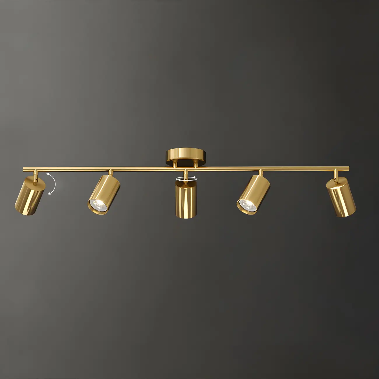4 Light Gold Track Lighting with Adjustable Heads