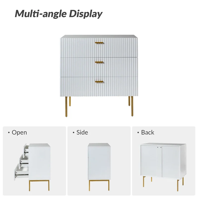 Gilb Modern 3-Drawer Dresser Nightstand with Metal Legs by HULALA HOME