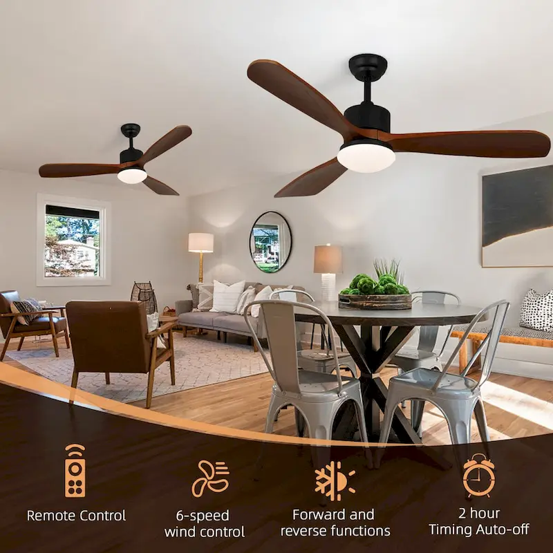 Wood Colour Straight Blade Ceiling Fan Light