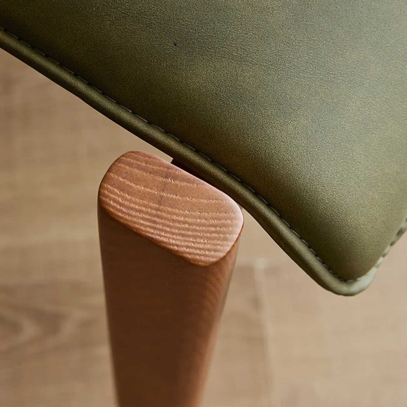 Oak wood Faux Leather Mid-Century Arm Chair