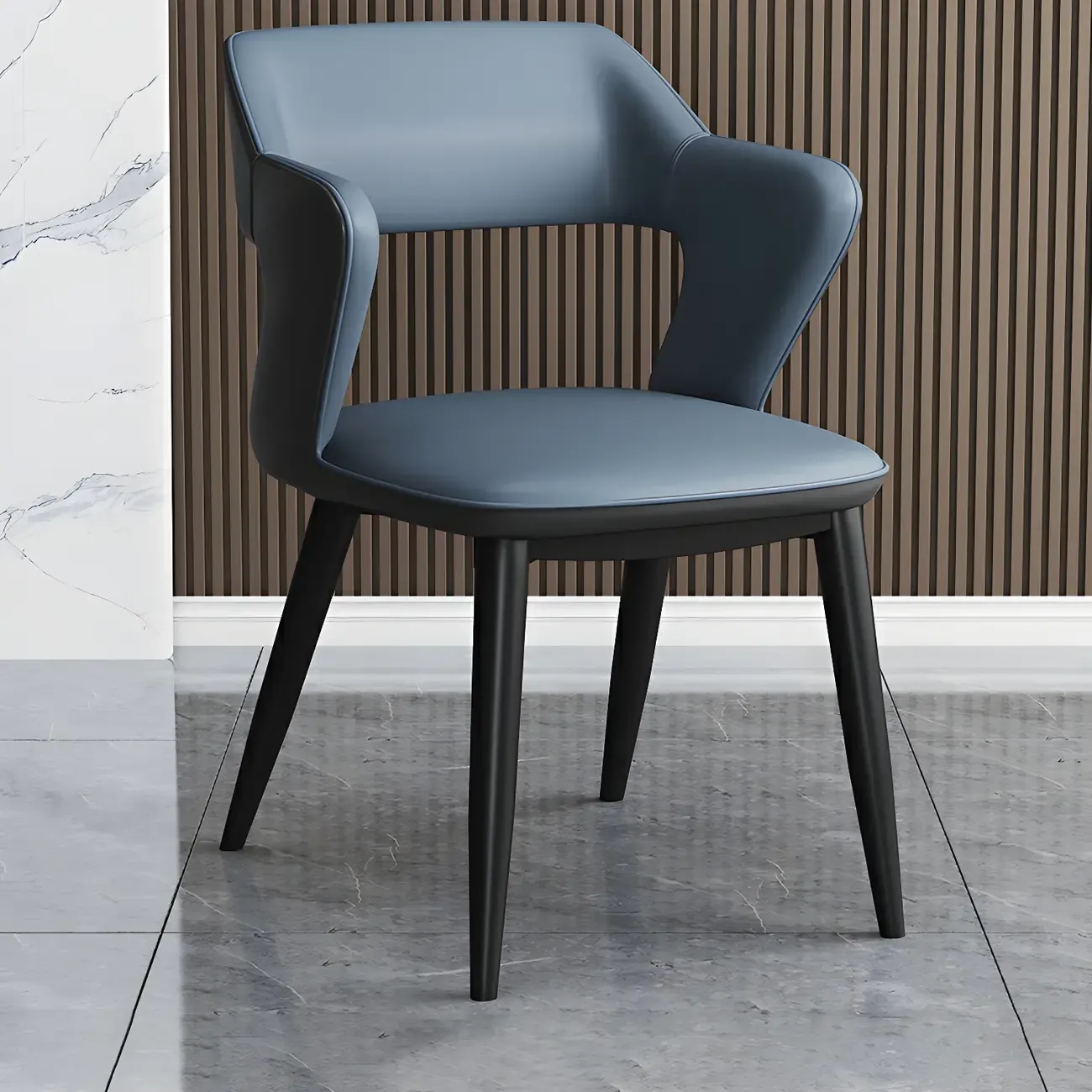 Modern Armchair Open Back Faux Leather Dining Chair