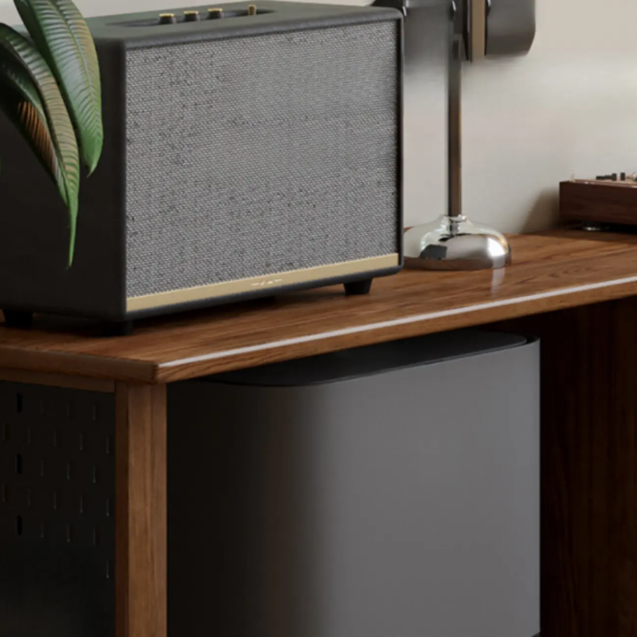 Extendable Long Brown Wood TV Stand with 2 Cabinets