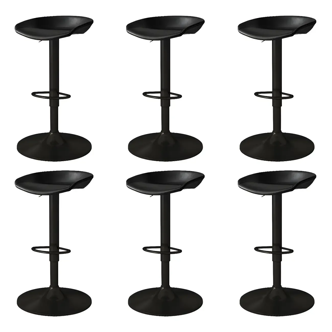 Modern Leather Black Pedestal Swivel Adjustable Bar Stool