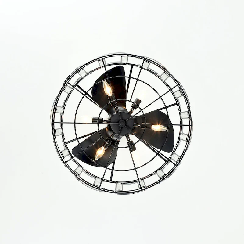 Livia 25 Inch Elegant and Glam Style Matte Black Finish Crystal Lighted Ceiling Fandelier with Remote