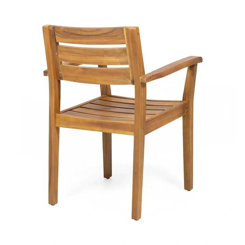 Acacia Wood Patio Dining Chairs Set of 2