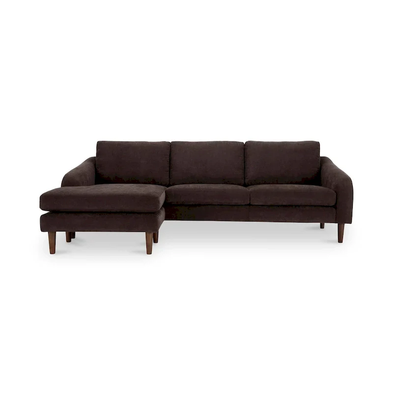 NADAAL STUDIOS Drew, Sectional with Reversible Chaise, Dark Brown - 98 X 59.2 X 33.5
