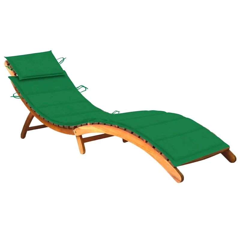 vidaXL Patio Sun Lounger with Cushion Solid Acacia Wood - 72.4 x 21.7 x 25.2