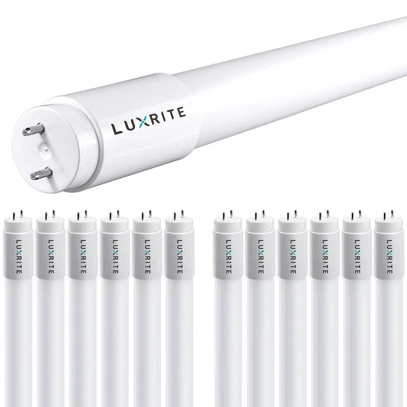 Luxrite 4FT T8 LED Tube Light, Ballast and Ballast Bypass, 13W=32W, 1800 Lumens, Damp Rated 12 Pack
