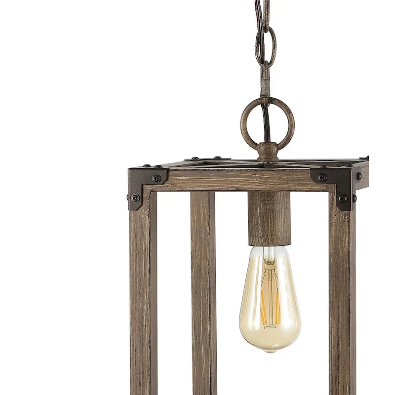 Turing 8.13  Adjustable Iron Rustic Farmhouse LED Pendant, Brown by JONATHAN Y