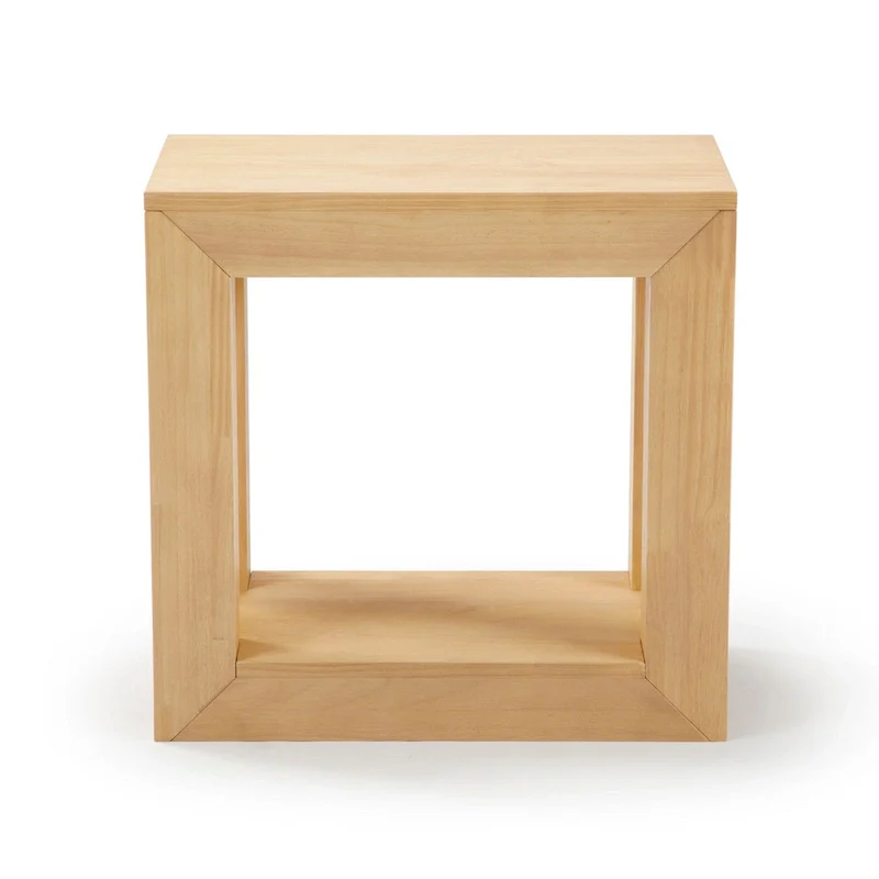 Plank and Beam Modern Rectangular Side Table with Shelf