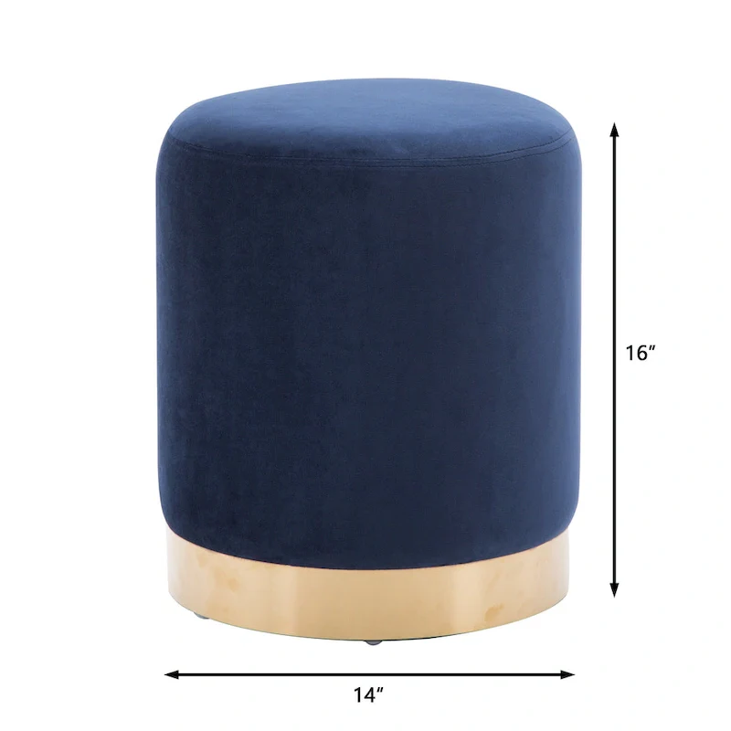 Small Round Velvet Ottoman Upholstered Foot Stool