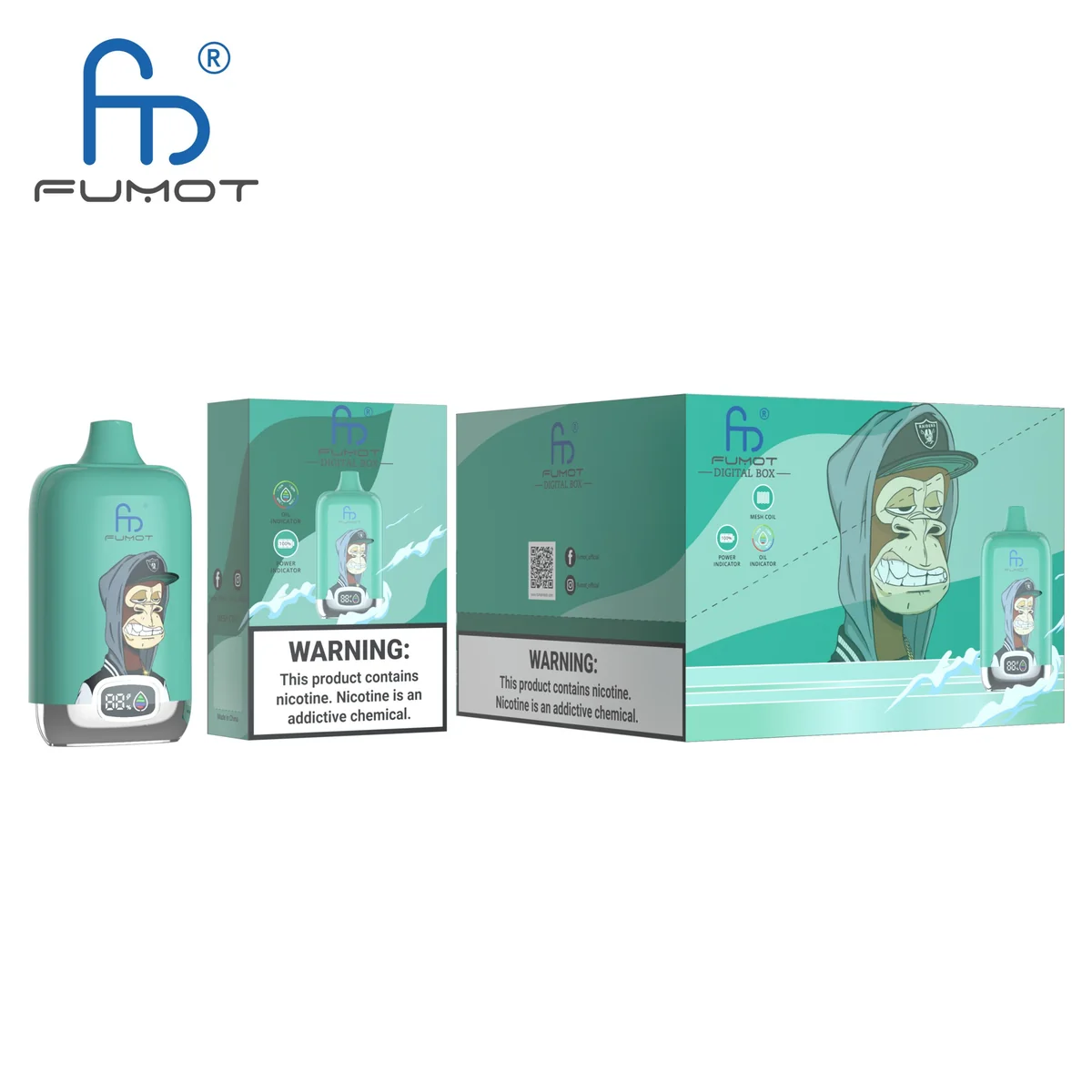 Fumot Digital Box 12000 Watermelon Bubble Gum – 10er-Displaybox mit Einweg-Vape und Einzelpackung