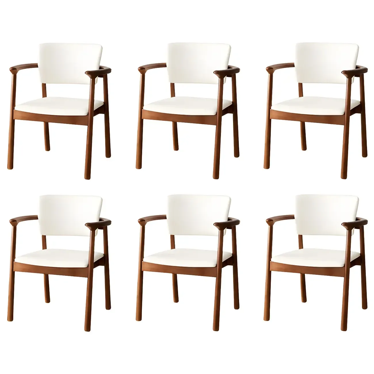 Modern Upholstered Rubberwood Arm Dining Chair Set of 2