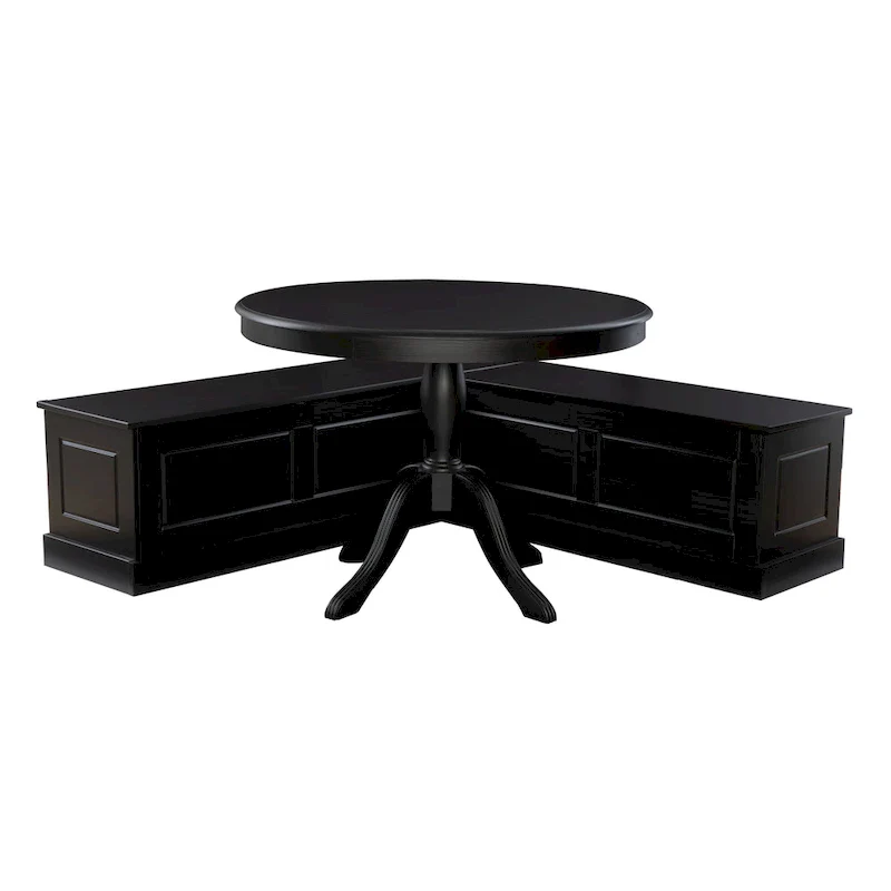 Josie Black Wooden 3-Piece Nook & Table Set