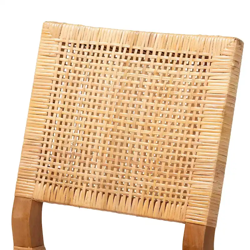 Lesia Bohemian Natural Rattan and Mahogany Wood Dining Chair