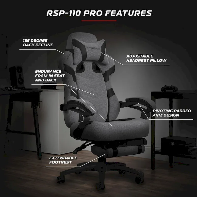 RESPAWN 110 Pro Gaming Chair - Gaming Chair with Footrest, Ergonomic Computer Desk Chair