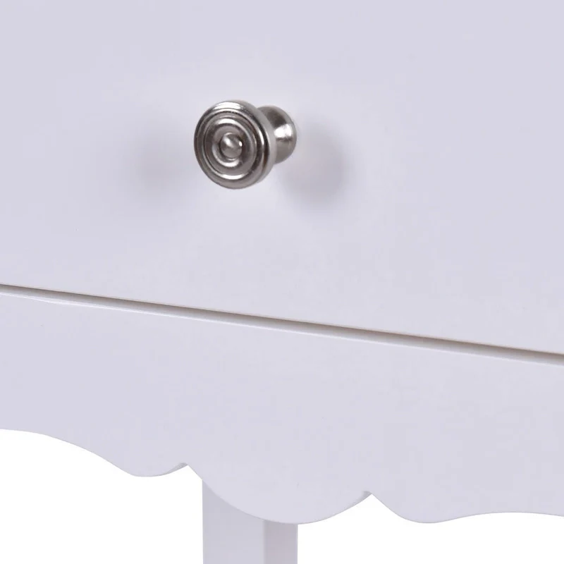 Side Table End Accent Table with 2 Drawers-White - 16.0 x 13.0 x 30.0 (L x W x H)