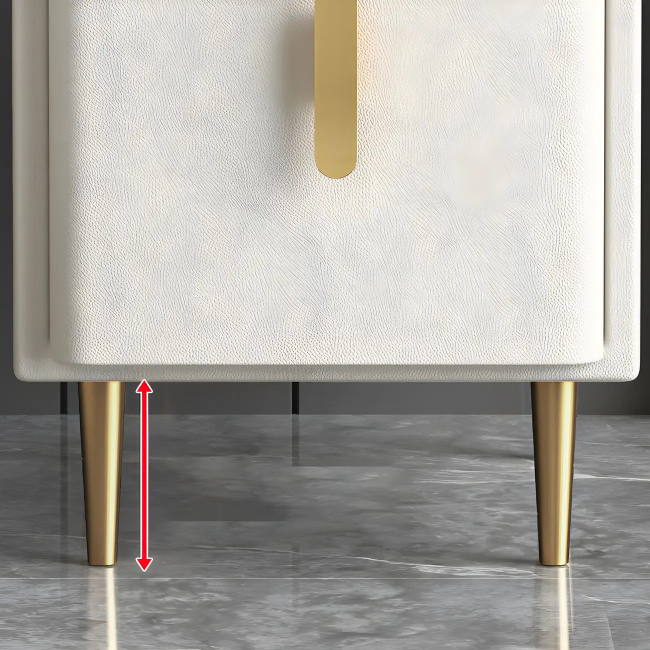 Glam Night Table with 2 Drawers – Off-White Finish