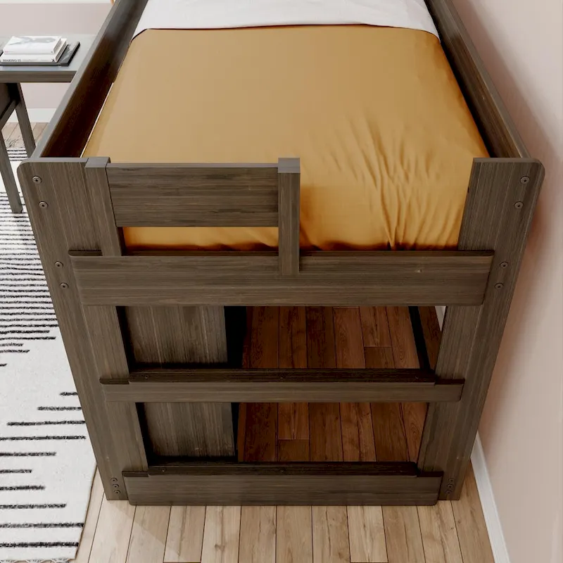 Max and Lily Farmhouse Twin Low Loft with Dresser, Bookcase and Desk