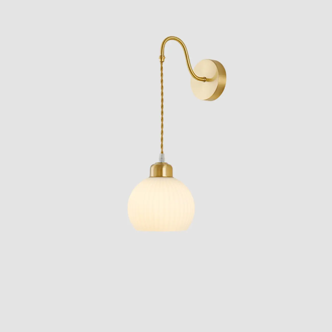 Modern Dual White Glass Dome Brass Wall Lamp