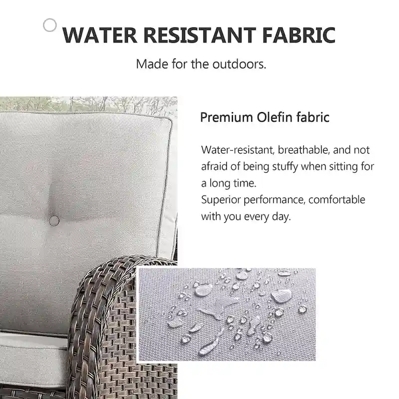 Patio Sofa with 2 Swivel Chair Coffee Table - Brown