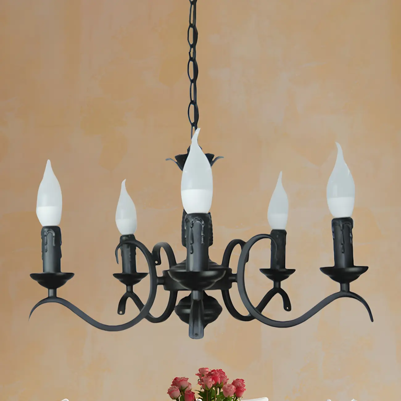 Industrial Black Metal Candelabra Chandelier