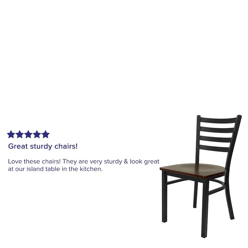 2 Pack Ladder Back Metal Restaurant Chair - 16.5W x 17D x 32.25H - 16.5W x 17D x 32.25H