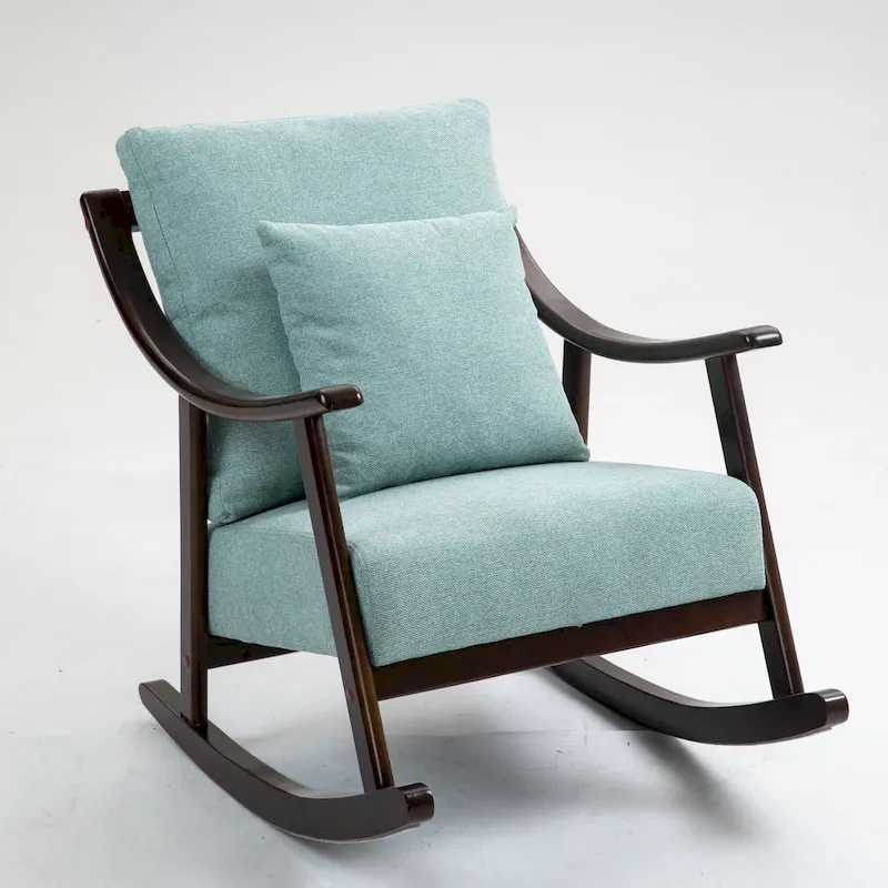 Linen Solid Wood Rocking Arm Chair