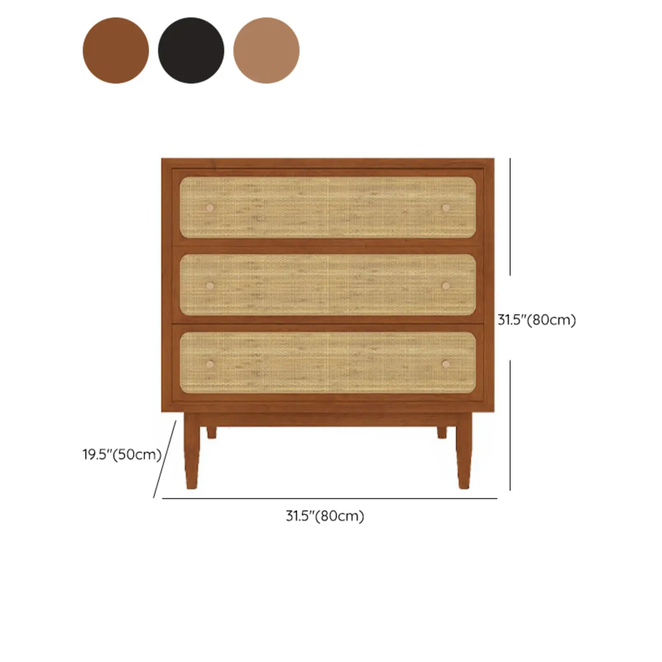 Tropical Wooden Dresser with Drawers and Gold Handles