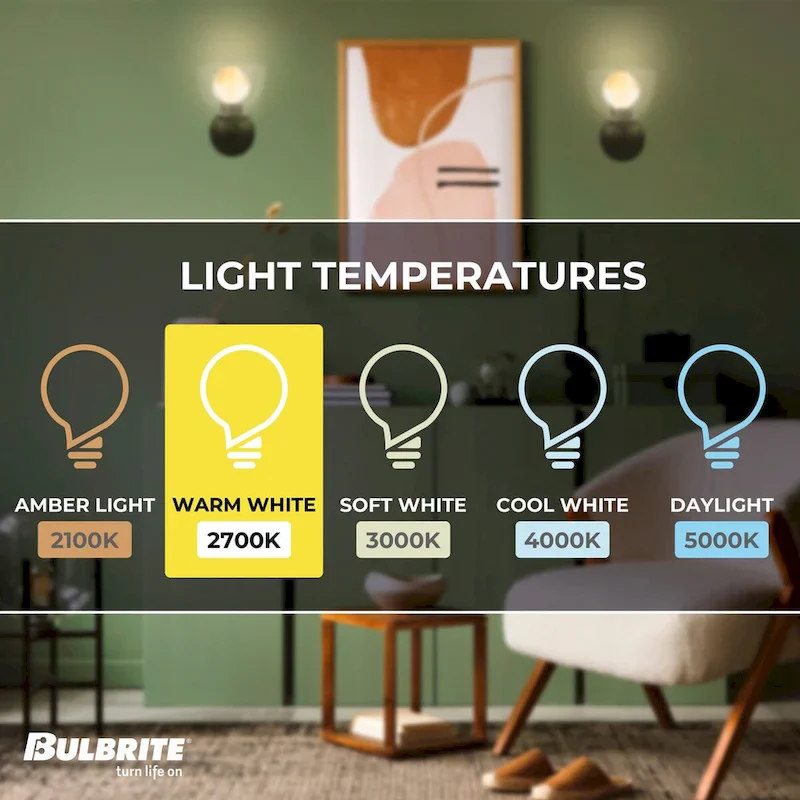 Bulbrite LED Filament Pack of (4) 2.5 Watt Dimmable G16 Light Bulb with Half Gold Glass Finish and Candelabra (E12) Base