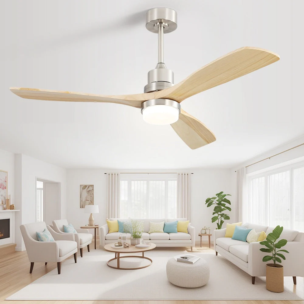 Sofucor 52 Indoor Wood Ceiling Fan Light with Remote, Integrated Light Optional