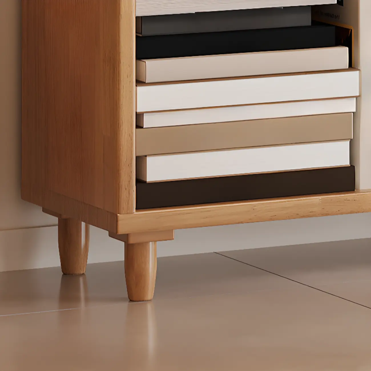 Spacious Versatile Vertical Brown Wood Bookcase with Drawers