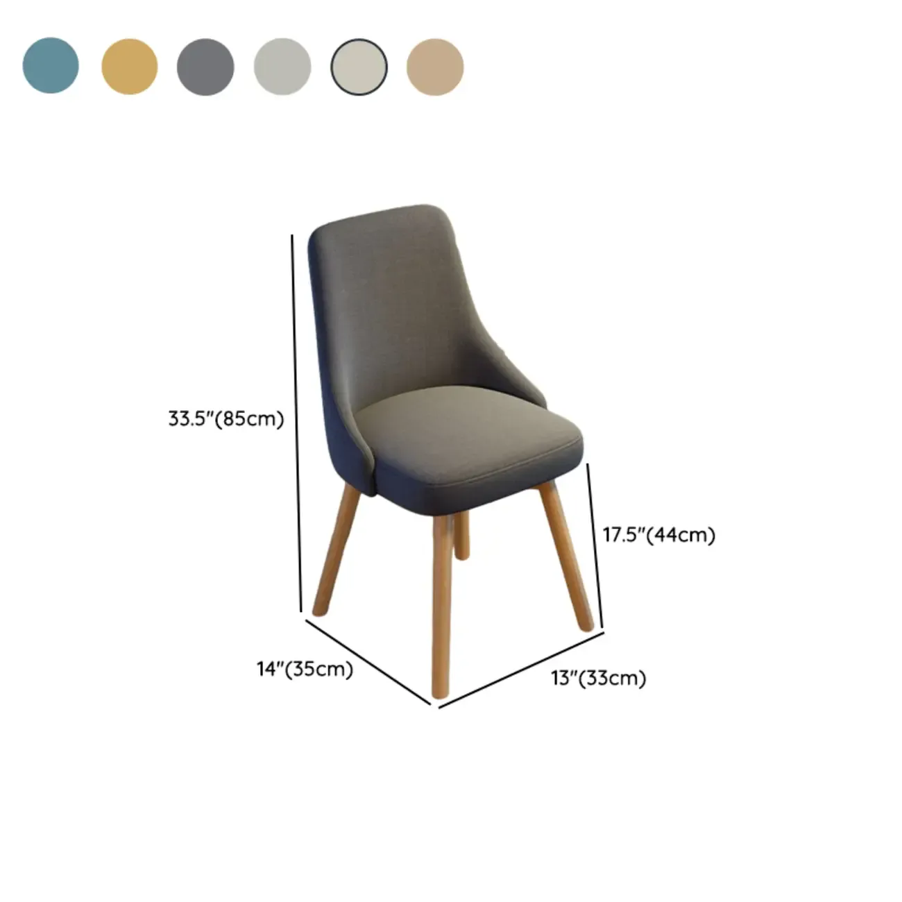 White Fabric Upholstered Solid Back Dining Chair