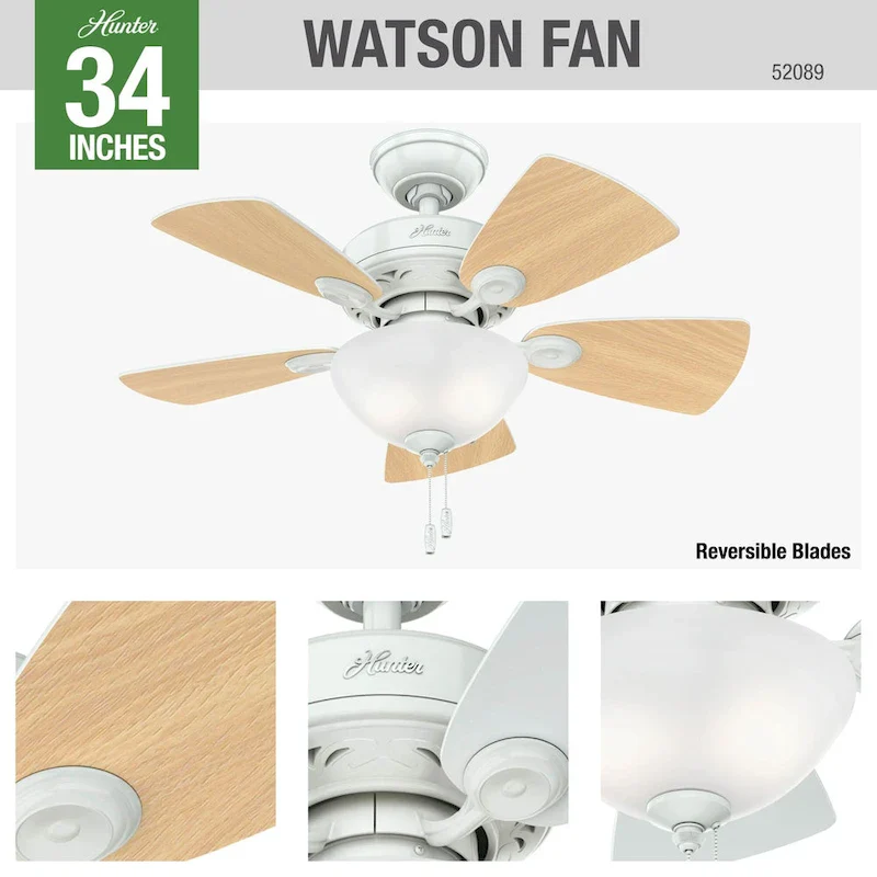 Hunter Fan 34  Watson - White