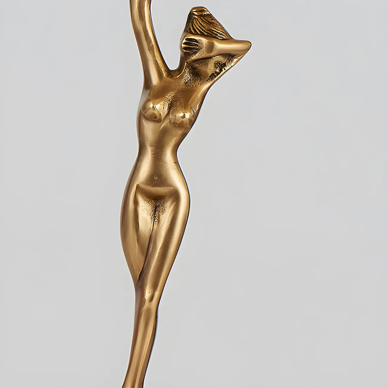 Artistic Figural Sculpture Brass Metal Dome Table Lamp