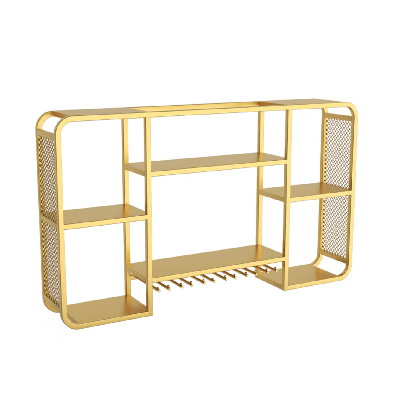 Alloy Wall Mount Open Wine Holder Bottle with Shelf