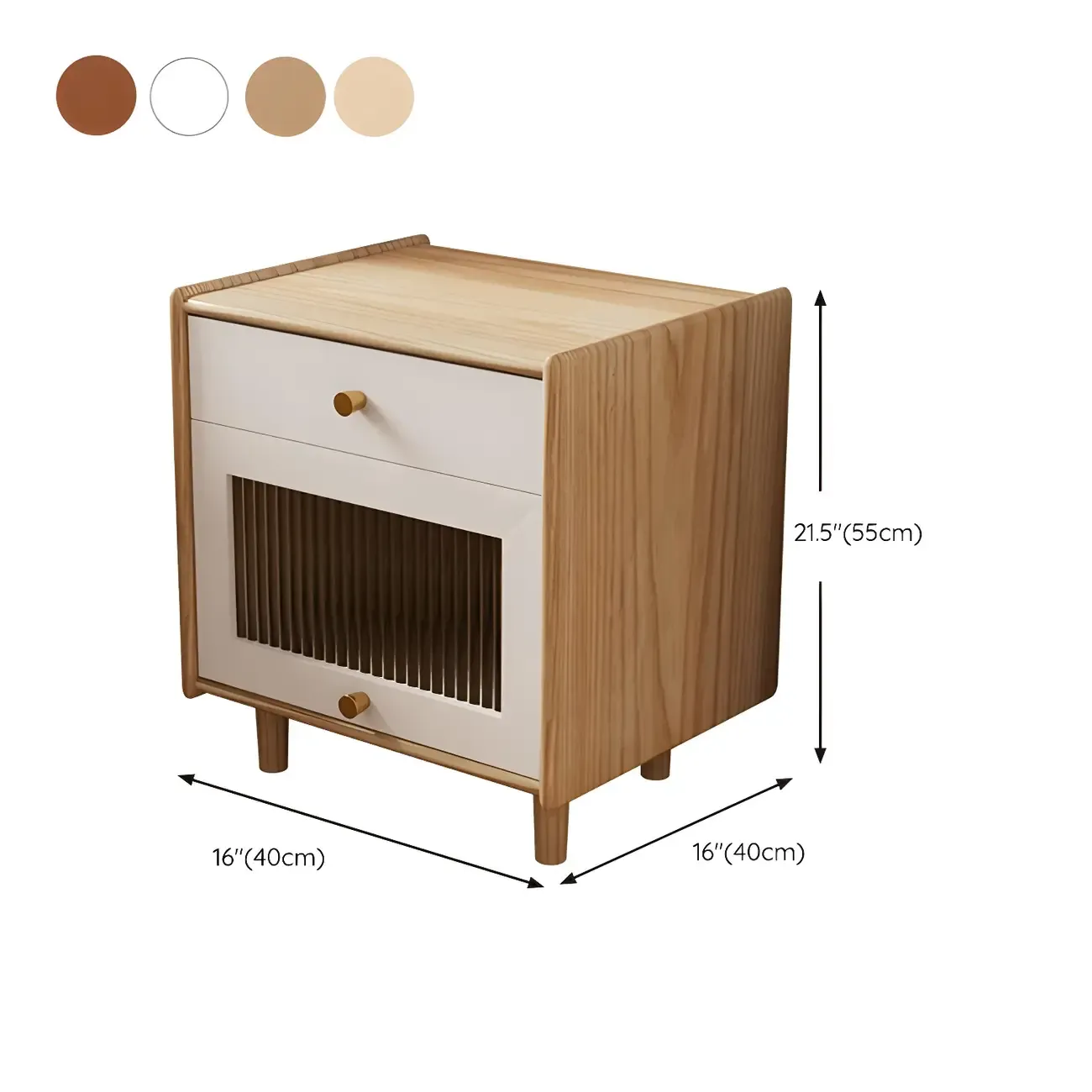 Natural Ash Wooden Drawer Cabinet Nightstand with Legs