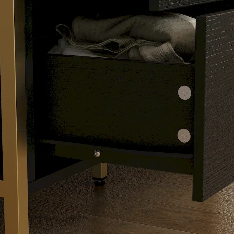 Versatile 9-Drawer Dresser - Sleek Black & Gold, Premium Quality Chest